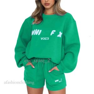 24SS topkwaliteit designer shorts met lange mouwen Foxx set twee 2-delige coture whitefox tracksuit dames hoodie s-xxl blauw wit groen 313