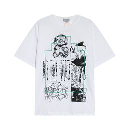 T-shirt 24ss imprimé graffiti, col rond, manches courtes, surdimensionné, pour hommes et femmes, T-shirt à manches mi-longues