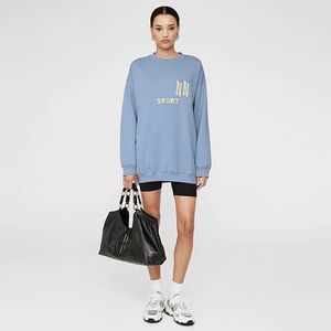 24SS Tyler Capri Blue broderie Sweatshirts Femme Designer Round Neck Cavy Pure Cotton Pullordies Loose Pull