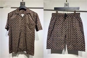24SS Unisex Hawaiian Beach Tracksuit Set - Color Block Gedrukte shirt shorts voor mannen en vrouwen Aziatische maat M -3XL A6