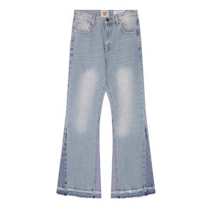 Pantalon en Denim évasé en Patchwork pour hommes, mode américaine 24ss, idéal pour les styles décontractés Vintage délavés, bas de pantalons en jean 0115