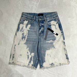 24SS usa modeheren plus maat met gescheurde gaten denim shorts casual vintage gewassen stijlen shorts jeans broek bodem 0524