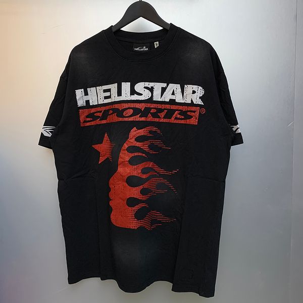 24ss USA Star Washed Men Family Tee Tee Vintage Lettre imprimé T-shirt High Street Skateboard Tshirt 0328