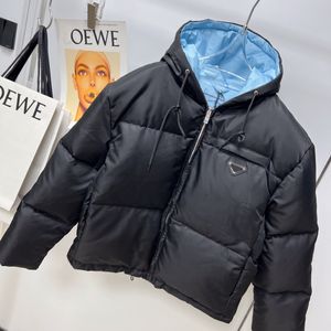 24ss invierno para mujer chaqueta con capucha diseñadores ropa mujeres triángulo impresión pan chaquetas cortas pato blanco abajo hombres mujeres abrigos cálidos