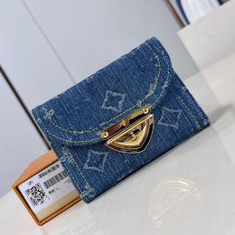 24SS Women Crafty Zippy Long Short Wallets Handtas Denim Blue Classic Flower Luxurys Designers Bag Dames Travel Wallet Coin Purse met originele doos