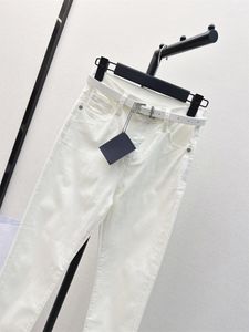 24SS Women Designer Pants Jeans met all-over letterpatroon knoppen vrouwelijke high-end Milan Runway merk Casual Jersey joggen uit het derwarendenim rechte broek A108