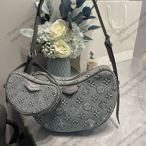 24SS Femmes Luxurys Designers Rabouchez Sacs à boucle rasée pour hommes Denim sac à main Denimr3d Flower Mini Totes Crossbody Ladies Camera Handsbags 24cm