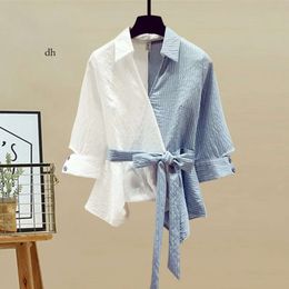 24SS Women's Blouses Shirt Jeans Summer Solid Color Plus Size TraF Koreaans Block Shirt Fashion High Taille Loose Casual Women Two Pally Pants