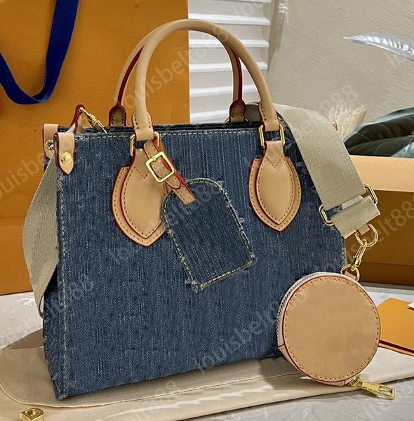 24SS Diseñador de lujo para mujer Alta calidad Principios de primavera Nuevo bolso de mamá de color Bolso de mezclilla para mujer Bolso de hombro Bolso cruzado Bolso de compras Monedero Tarjetero