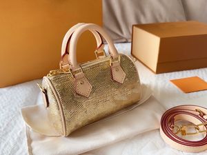 24SS Dames Luxe Designer Speedynano Kleine Gold Bag Pillow Bag Dames Tote Schoudertas Crossbody Body Riem verstelbaar door 17 cm