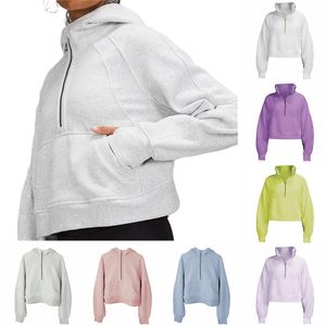 24SS dames yoga hoodie modejacks dikke hoodys sport ritswerpers trui chothing losse halve zip kleding winter hoodies