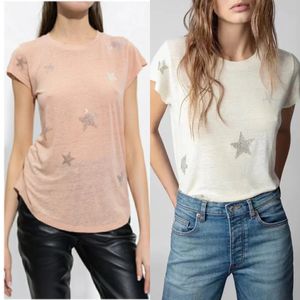 24SS Zadig Voltaire Tendance de la mode Femmes Designer T-shirt Coton Lettre classique Impression Col rond Summer Beach Tees Casual Pull à manches courtes T-shirt Polos Tops