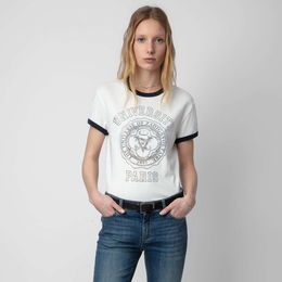 24SS Zadig Voltaire New Niche Designer Cotton T-shirt Paris Lettre anglaise imprime