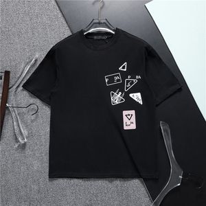 24ssNew mannen Zomer Losse T-shirt Mode Puur Katoen Korte Mouw Luxe Brief Graffiti Patroon T-shirt M-3XL