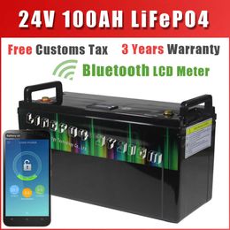 24V 100AH LiFePO4 batterie Bluetooth BMS solaire RV stockage hors route hors réseau Yacht LCD étanche 24V Lithium fer phosphate