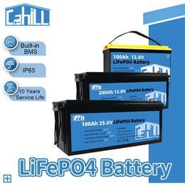 24V 100AH ​​LIFEPO4 Batterij Pack 12V 200AH Grade A Lithium Iron Phosphate Battery Ingebouwde BMS voor RV EV VANS Golfkarren Campers