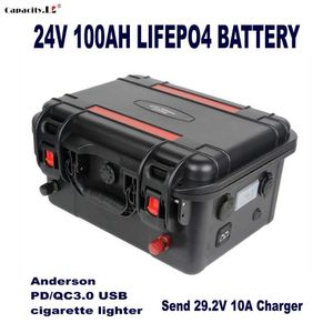 Batterie solaire rechargeable 24V 100Ah lifepo4 batterie 24V 70AH avec PD BMS pour onduleur extérieur de moteur de bateau de RV