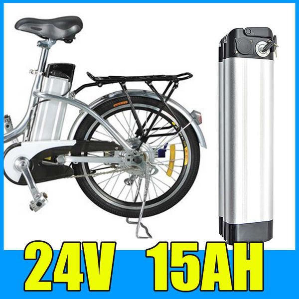 24V 15AH Batería de litio Paquete de batería de aleación de aluminio 29.4V Bicicleta eléctrica Scooter E-bike Envío gratis