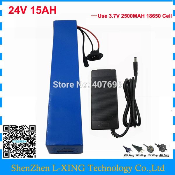 24V 15AH Lithium Ion Battery Pack 24V 250W 350W E BATÉE BILLE ELECTRICE LI-ION ELECTRICE 24 V 15AH AVEC 15A BMS 29.4V 2A Charger