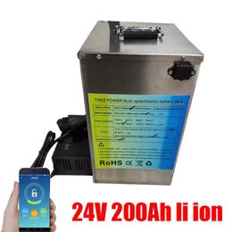 24V 200AH Lithium Battery Li-ion High Power 2000W Niet leiden zuur voor RV Boat Motor Solar Wind Energy Ups +20A Charger