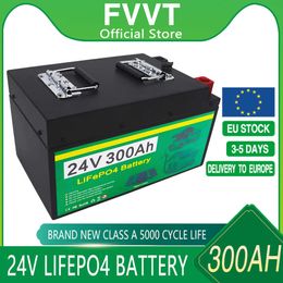 Batería LiFePO4 de 24V, 300Ah, 200Ah, celdas de fosfato de hierro y litio BMS integradas para caravanas, carrito de Golf, almacenamiento Solar con cargador