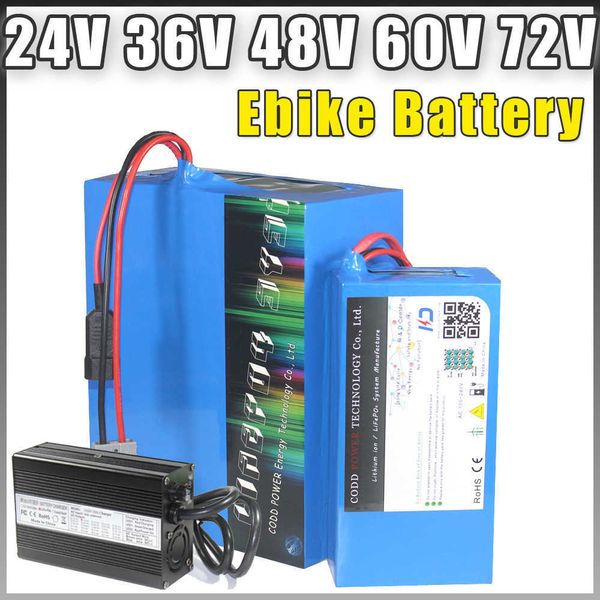 24V 36V 48V 60V 72V 20AH 30AH 40AH E BATTLE LITHIUM B VIODE AVEC BMS 5A Charger