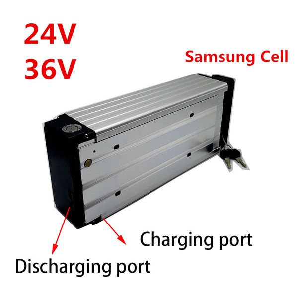 24V 36V eBike porte-bagages arrière batterie 15Ah 18Ah 20Ah pour Samsung Cellule Lithium Batteria pour Bafang 250W 350W 500W vélo électrique