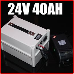 24V 40AH LiFePO4 Battery ,with Portable Box 1000W BMS Chargrer , RC Solar energy E-bike Electric Bicycle Scooter 29.2V battery