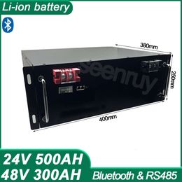 Batterie Li-ion 24V, 500ah, 48V, 300ah, avec chargeur, batterie Lithium polymère, application Bluetooth, BMS RS485, pour onduleur UPS, stockage d'énergie solaire