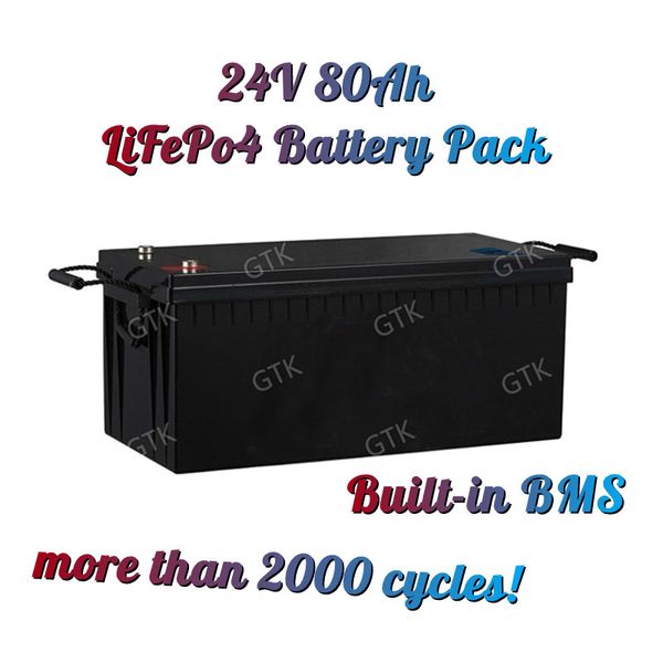 Pack de batterie Personnalisé LifePo4 personnalisé 24V 80AH avec chargeur 8S BMS + 10A pour moto tricycle RV AGV Climatiseur