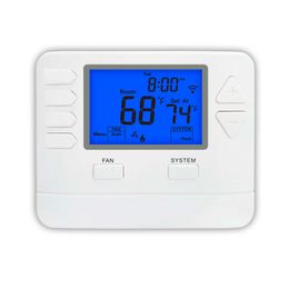 24V WIFI Wandgemonteerde Programmeerbare Digitale Verwarming en Koeling Kamer Temperaute Kalibratie Aanpassing Alexa Thermostaat