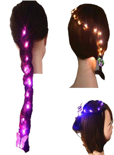 24x bricolage accessoires de cheveux pour femmes filles LED lumières chaîne clignotant outils de coiffure Braider carnaval nuit Bar Club fête cadeau228c5195680