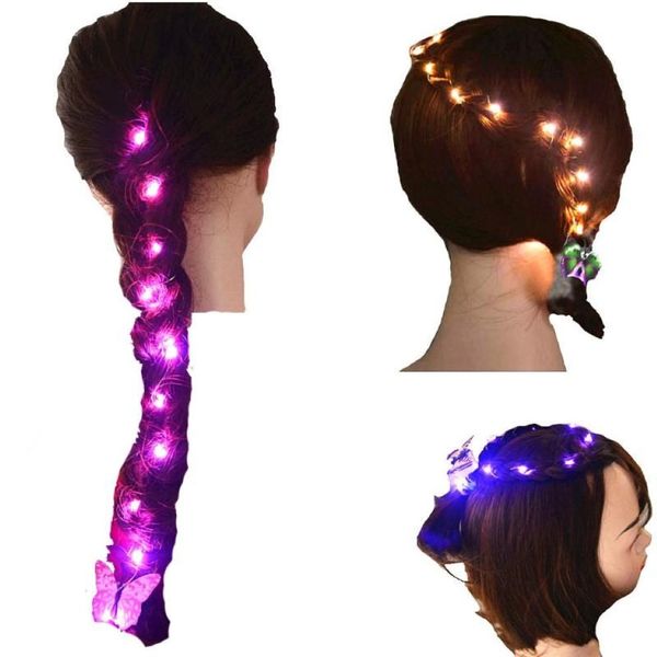 Accessoires de cheveux de bricolage 24x pour les femmes Lights LED Girls String Blink Styling Tools Braider Carnival Night Bar Club Party Gift255S