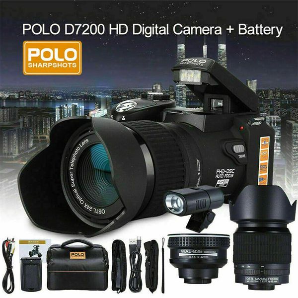 Cámaras digitales profesionales con zoom óptico 24X para pografía Enfoque automático 3P Po SLR DSLR 1080P HD Videocámara 3 lentes Kit 240106