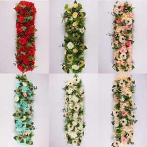 25 * 100 cm Filas de flores artificiales elegantes Centros de mesa de boda Camino de mesa de flores citadas Suministros de decoración Envío gratis