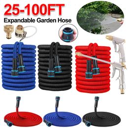 25-100ft Garden Gun Gun Set Extensible Water Tyal Pièces d'eau de jardin à haute pression Pipe d'eau télescopique pour le lavage de la voiture de jardin 240423