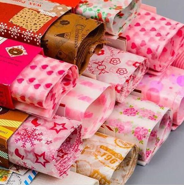 25*21.8 CM papier d'emballage de bonbons papier ciré pour bonbons Nougat emballage alimentaire multicolore dessin animé Floral emballage 100 pcs/lot