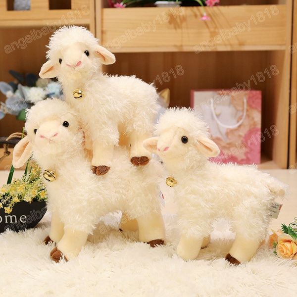 Peluche mouton clochette moelleuse 25/30cm, Animal mignon, poupée bébé, décoration de maison, cadeau d'anniversaire pour enfants