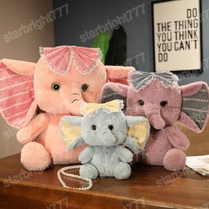 25/35/48 cm belle grande oreille éléphant jouets en peluche Kawaii éléphant avec noeud en peluche oreiller peluches doux enfants sac à dos poupées
