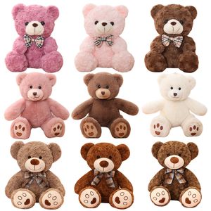 25/35cm Kawaii Teddy Bear Plush Pillow Toys Mooie boog-knoop beren speelgoed gevulde zachte dieren poppen kinderen meisjes Xmas Valentine cadeau