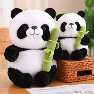 25/35 cm belle Panda ours en peluche jouets Kawaii assis Panda tenant des poupées en bambou en peluche doux enfants cadeau d'anniversaire oreiller