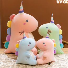 25/35cm Nieuwe Kawaii Candy Dinosaur Plush Toys Soft Colorfy Gevulde kussenkussen Unicorn Dolls For Children Birthday Gifts