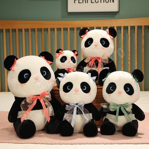 25/38 cm Mooie Cartoon Vlinderdas Panda Knuffels Kawaii Poppen Super Leuk Nationaal Treasure Pillow Gevuld voor Kids Girls