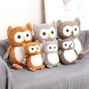 Jouet en peluche hibou gris, Simulation de dessin animé, animaux en peluche, poupée, décoration de canapé, ornement, cadeau d'anniversaire pour enfants, 25/40cm