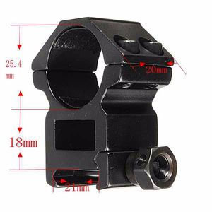 25.4mm Scope Ring High Profile Fit 20mm Picatinny Weaver Rail Mount Lampe de poche Supports Accessoires de chasse