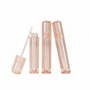 25/50 Uds tubo de esmalte de labios plástico vacío forma cuadrada rosa claro 5ml recipiente recargable tubo de brillo de labios cosmético embalaje 12OR #