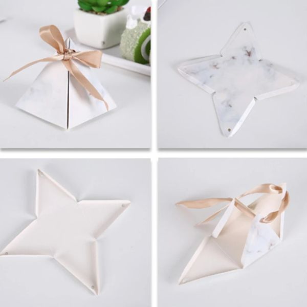 25 / 50pcs Triangle marbing chocolat Candy Box Box Box Baby Shower Packaging Birthday Party Fool Favor Decoration de mariage