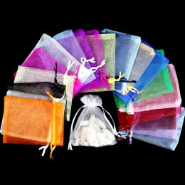 25/50 stcs tule tassen Organza pure gaaselement sieradenzakken verpakking Drawable organza -tassen voor bruiloft kerstcadeau Bag 5Z