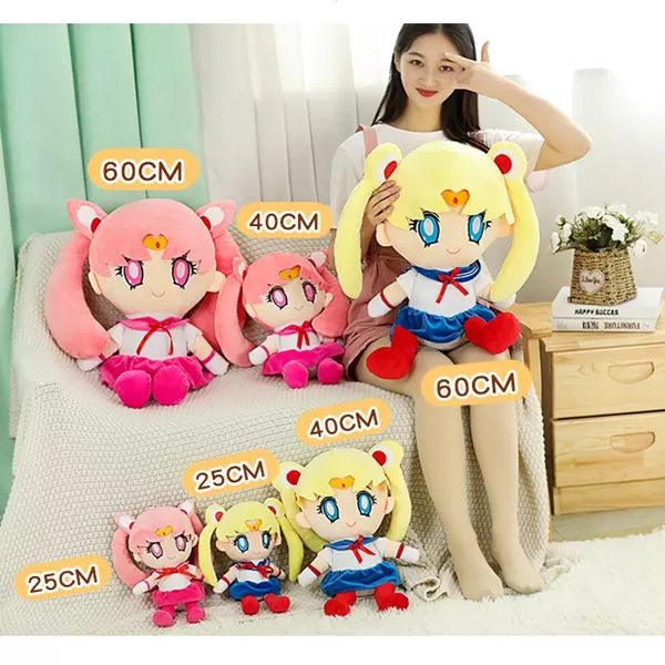 25-60 cm Kawaii Anime Sailor Moon Peluche Lindo Luna Liebre Hecho a mano Muñeco de peluche Almohada para dormir Dibujos animados suaves Brinquidos Girl GiftMuñecas de peluche