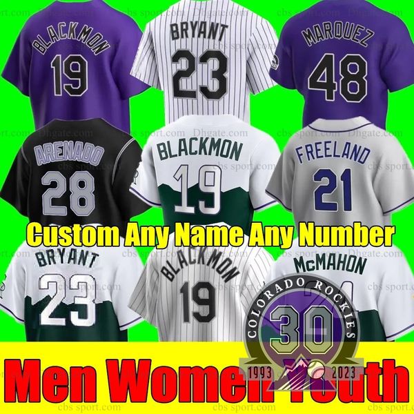 25 C. J. Cron Colorado Jersey 2023 City Connect 30th Anniversary 15 Grichuk Connor 24 Ryan McMahon Wilson Randal Joe Charlie Blackmon Todd Helton Jose Iglesias